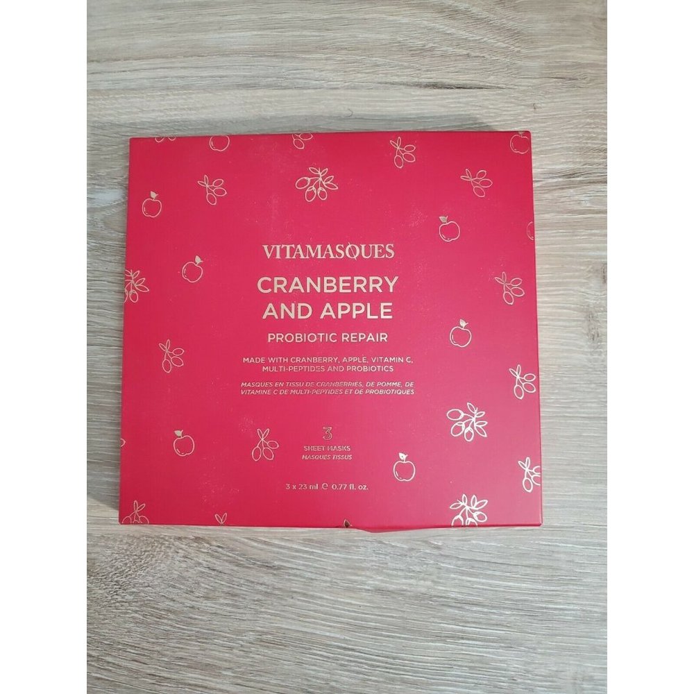 VITAMASQUES Cranberry and Apple Probiotic Repair Sheet Masks 3 Packs NEW